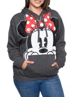 Women's Plus Size Minnie Mouse Pullover Hoodie Sweatshirt Charcoal Red Disney - Image 4