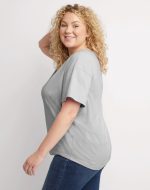Hanes Originals Women's Cotton T-Shirt, Relaxed Fit (Plus Size) Light Steel 2X - Image 2