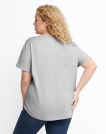 Hanes Originals Women's Cotton T-Shirt, Relaxed Fit (Plus Size) Light Steel 2X - Image 3