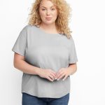 Hanes Originals Women's Cotton T-Shirt, Relaxed Fit (Plus Size) Light Steel 2X