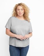 Hanes Originals Women's Cotton T-Shirt, Relaxed Fit (Plus Size) Light Steel 2X